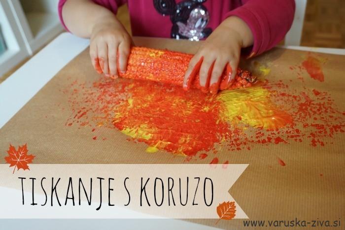 Tiskanje s koruzo - jesenske aktivnosti za otroke